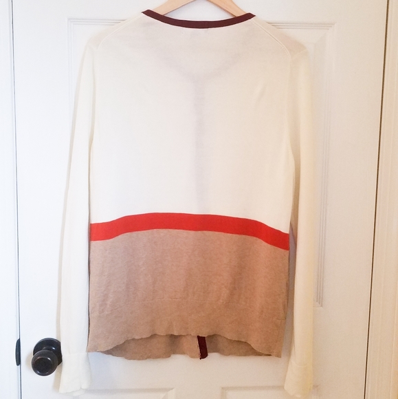 🌻2/$30 NWOT LandsEnd IvoryTan Colorblock Cardigan - Picture 3 of 3